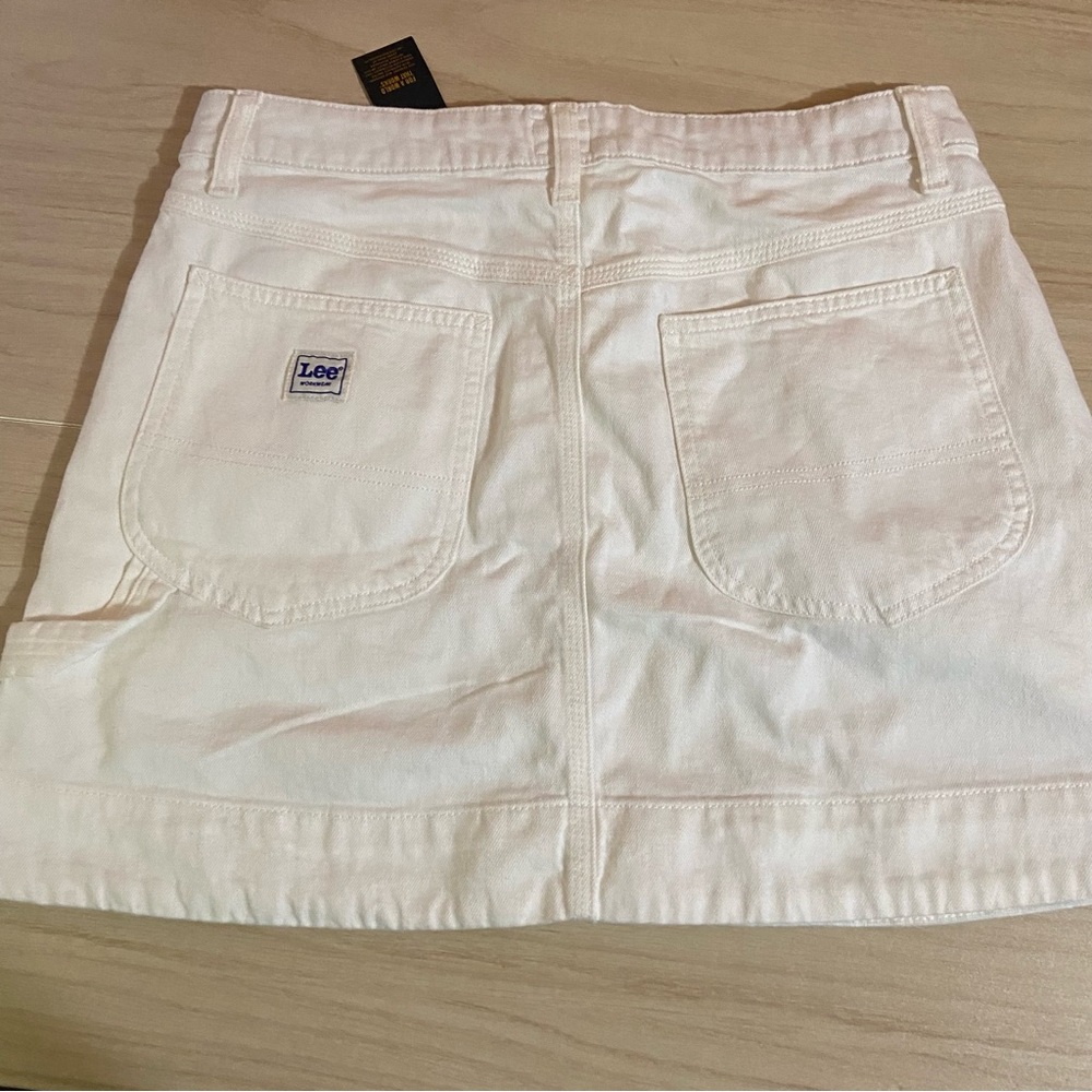 Lee Heritage White Denim Mini Skirt High Rise Stretch Western Cowgirl Size 10 - Picture 7 of 11